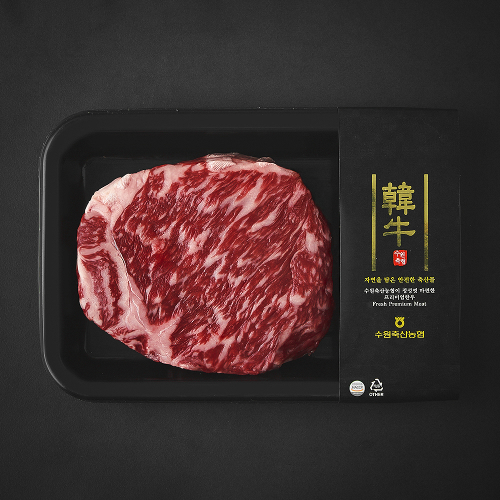 수원축협 한우 냉장 1++등급 숙성등심 스테이크용, 200g, 1개