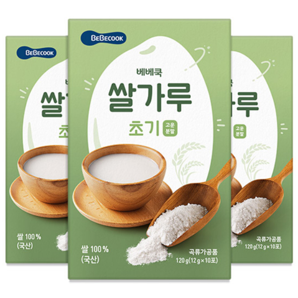 베베쿡 유기농 쌀가루 초기 10p, 3개, 120g