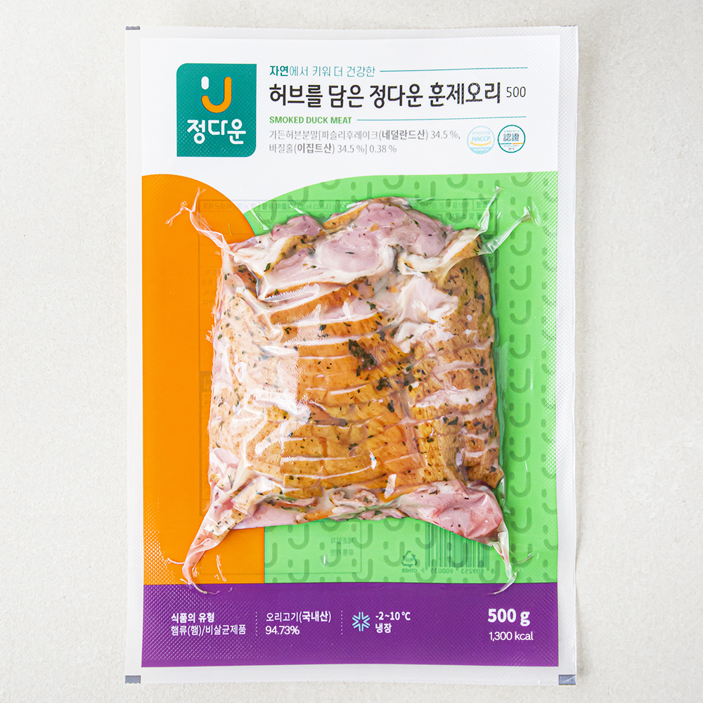 허브를 담은 훈제오리 정다운 슬라이스, 500g, 1개