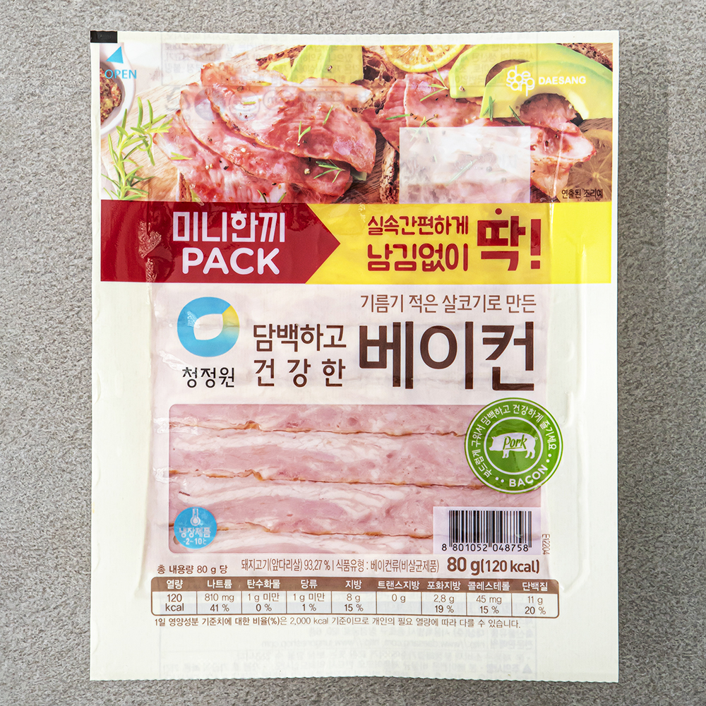 청정원 담백하고 건강한 베이컨, 80g, 1개