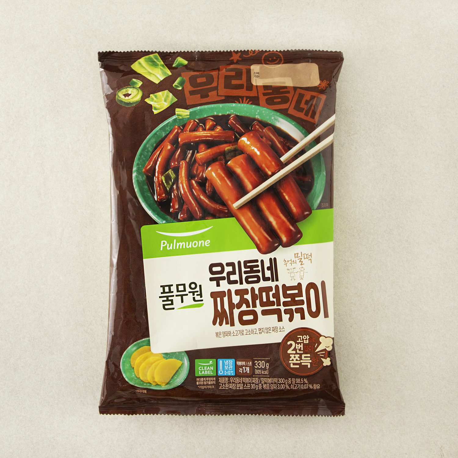 풀무원 우리동네 떡볶이 짜장 2인분, 330g, 1개