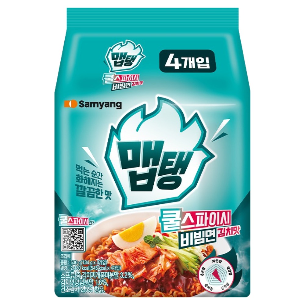맵탱 쿨스파이시 비빔면 김치맛 134g, 4개